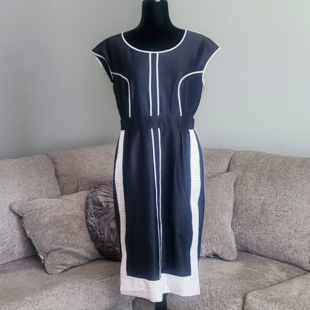 Fendi Black and White Shift Dress 46 10 L